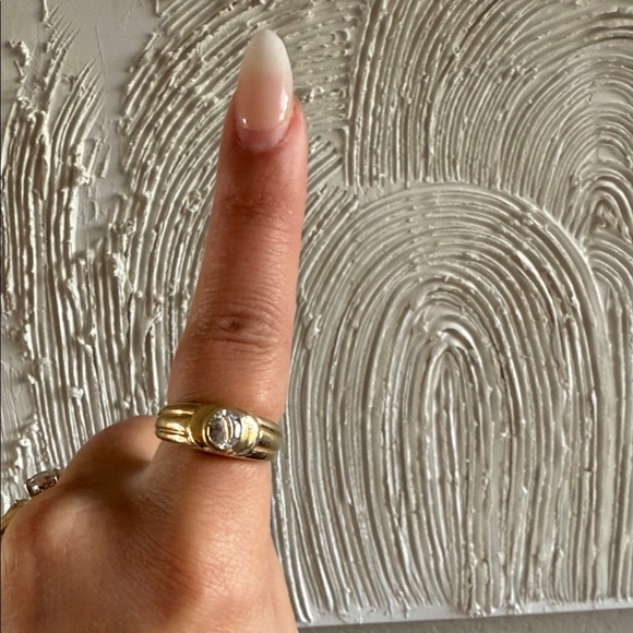 Solid 9 ct yellow gold Zircon Signet ring Vintage - Picture 4 of 6